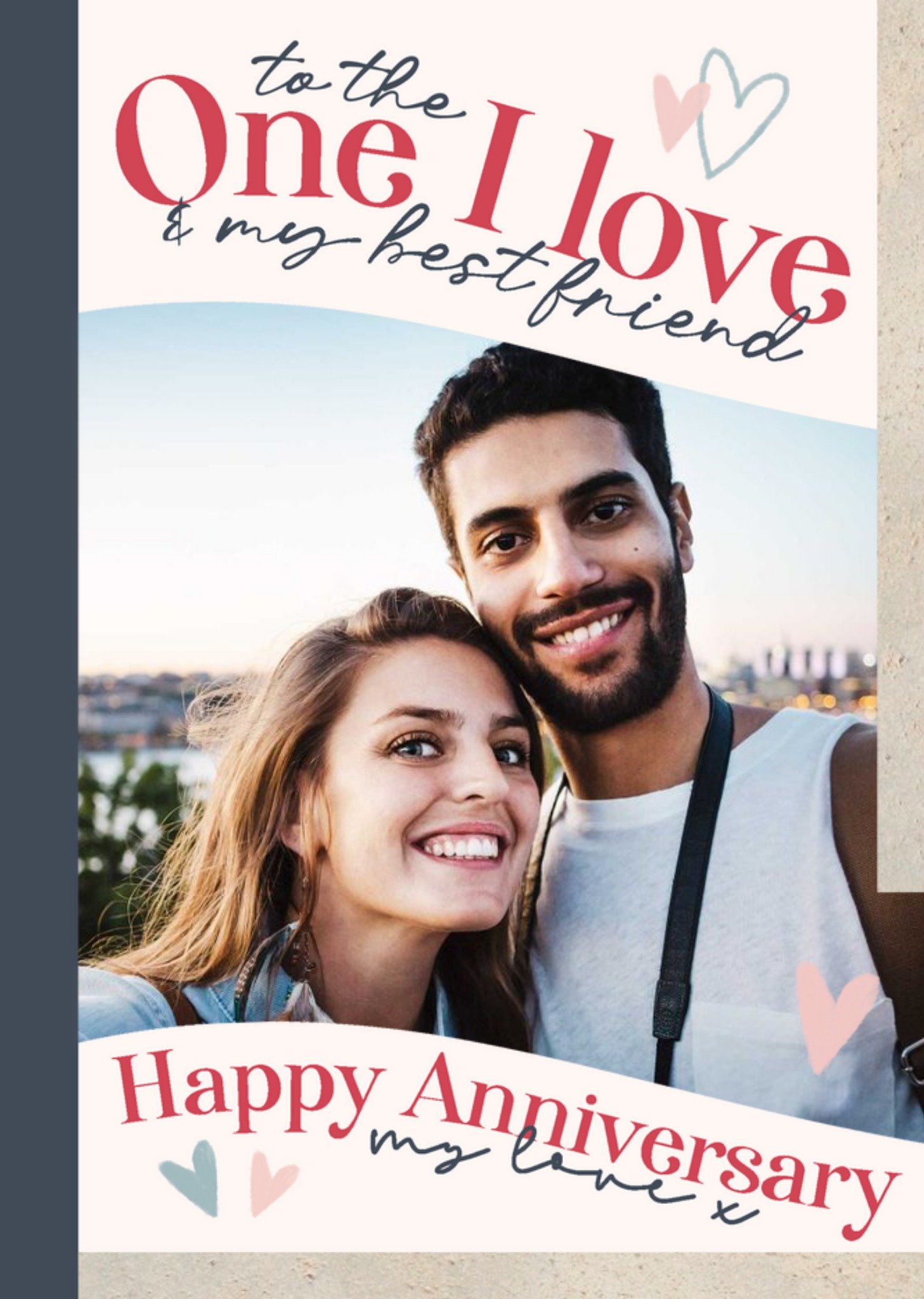 Featuring A Large Photo Frame With Handwritten Typography And Hearts Anniversary Photo Upload Card Ecard