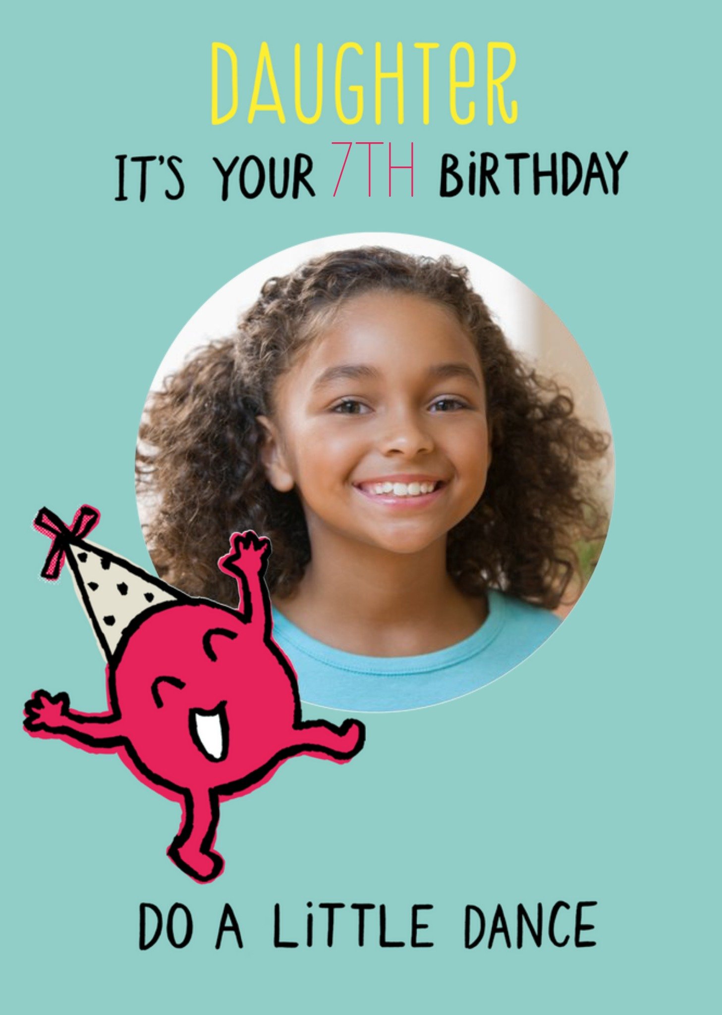 Moonpig Cute Illustrative Dancing Character Photo Upload Birthday Card , Large