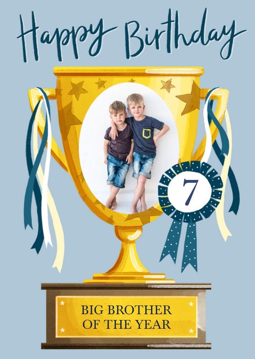 Trophy Big Brother Of the Year Photo Upload Birthday Card