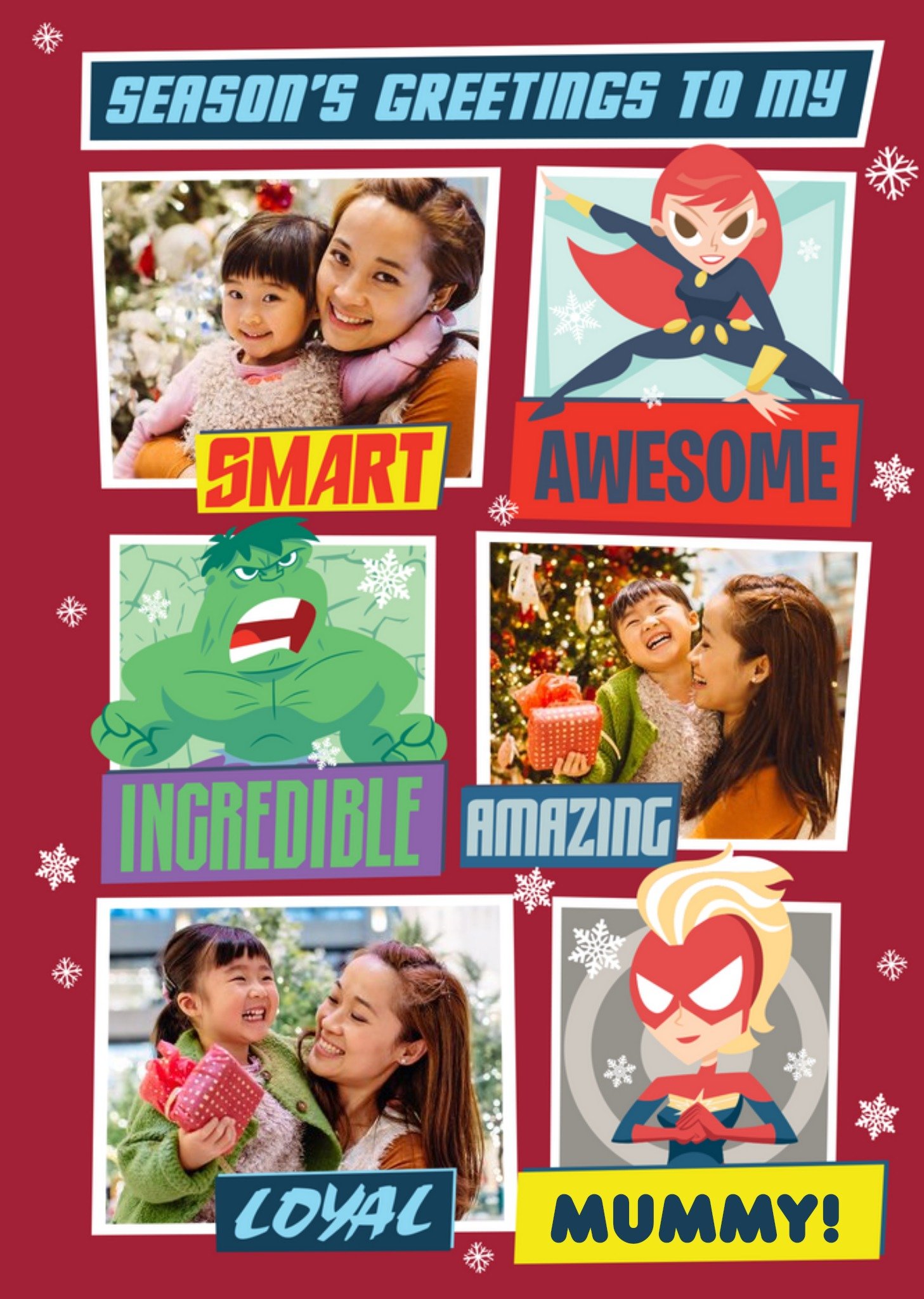 Disney Marvel Comics Avengers Mummy Photo Upload Christmas Card Ecard