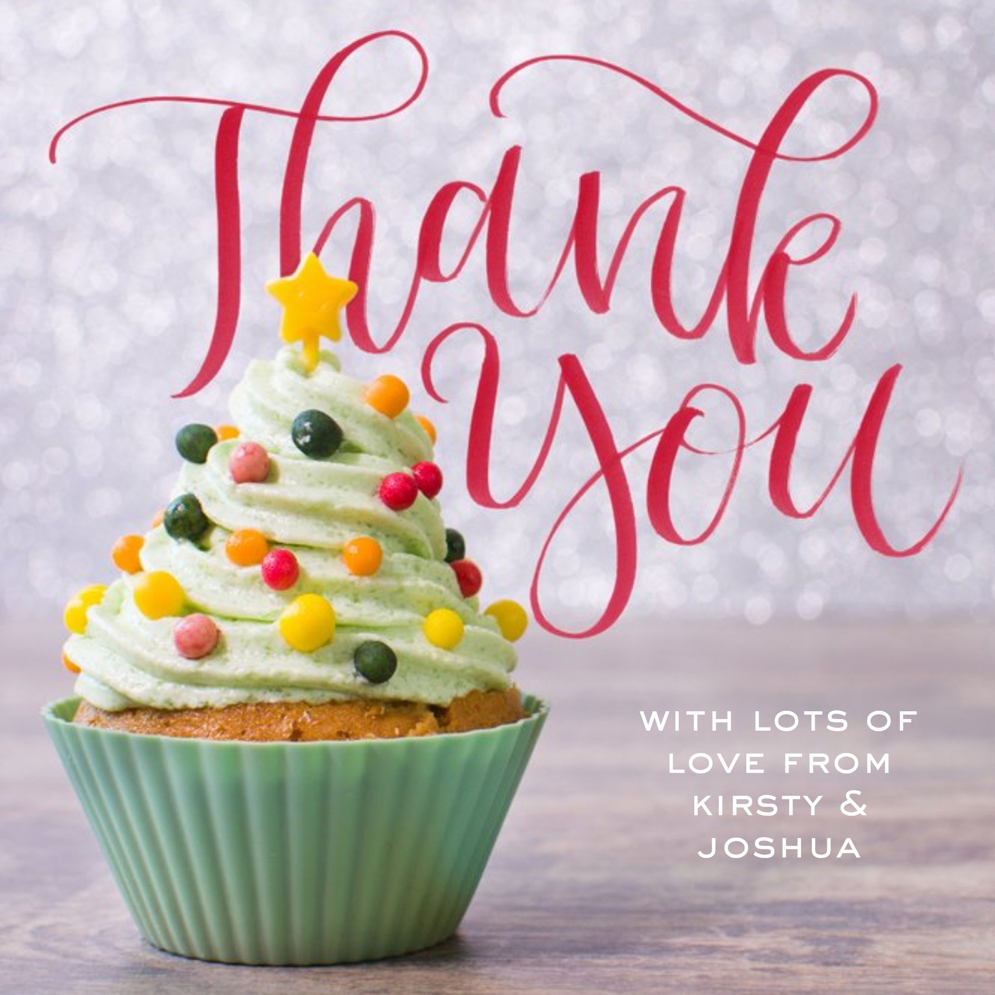 Christmas Cupcake Thank You Card, Square