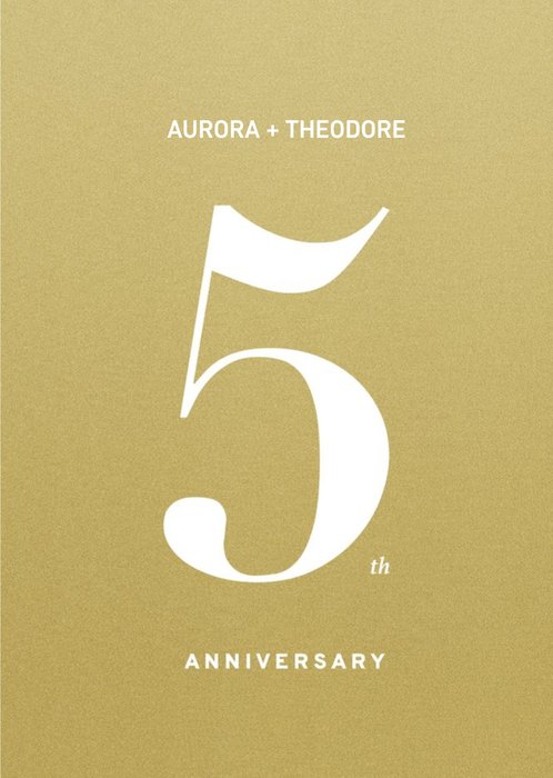 Typographic Fifth Personalised Anniversary Card