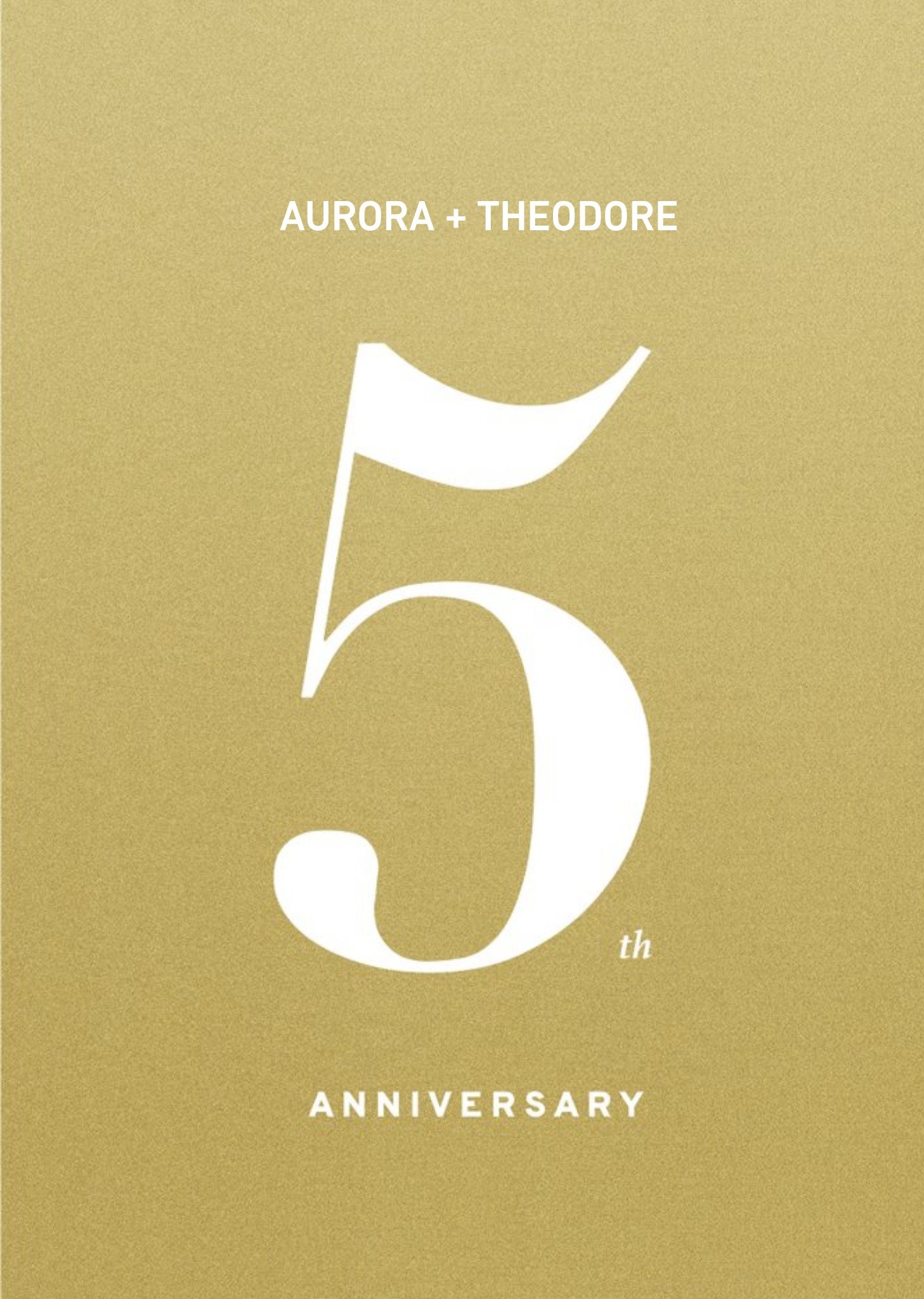 Typographic Fifth Personalised Anniversary Card Ecard