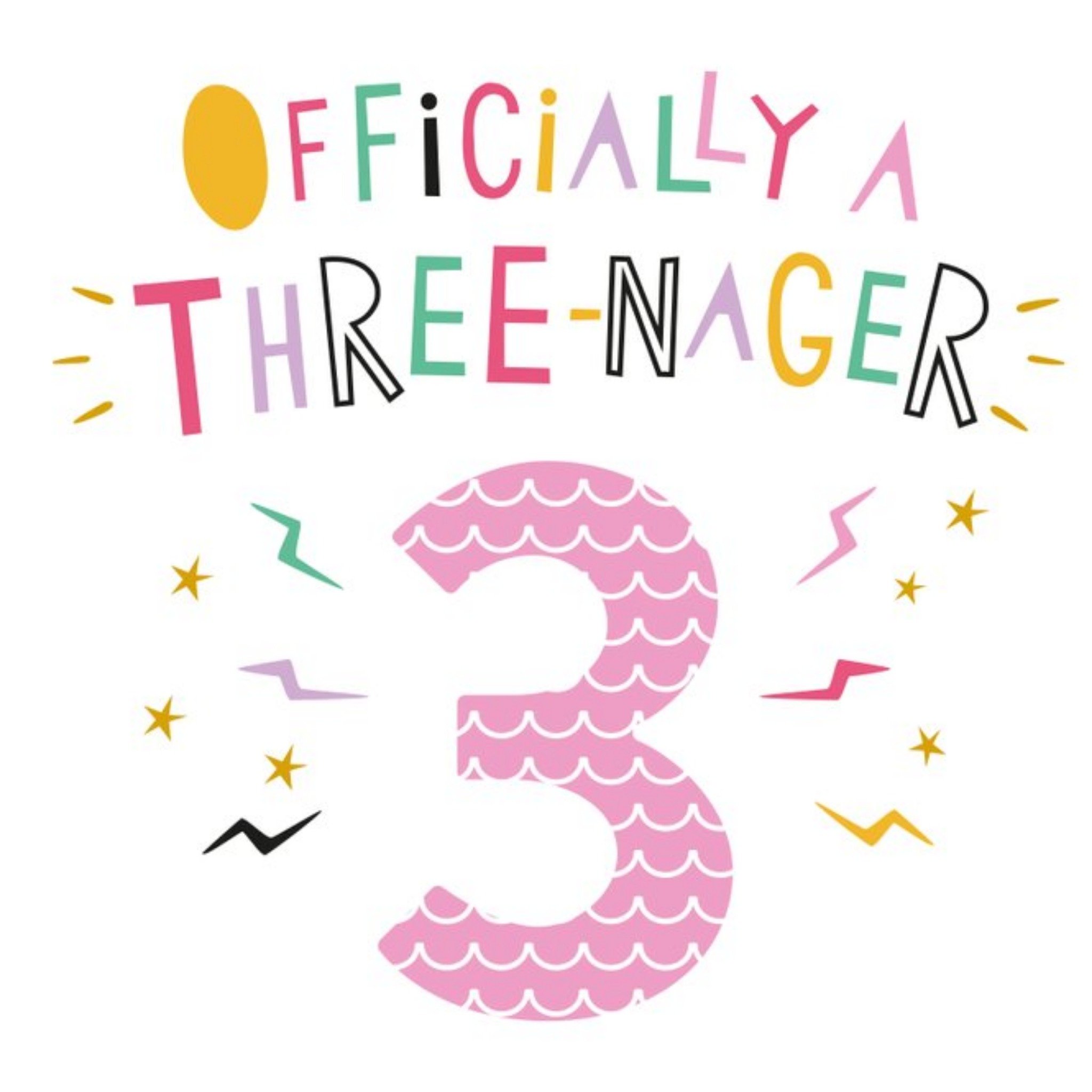 Moonpig Icially A Threenager Pink Three Card, Square