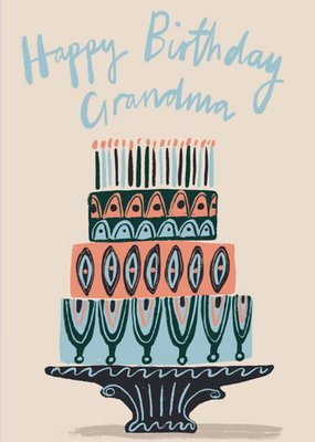 Typographic Happy Birthday Grandon Birthday Cake Card