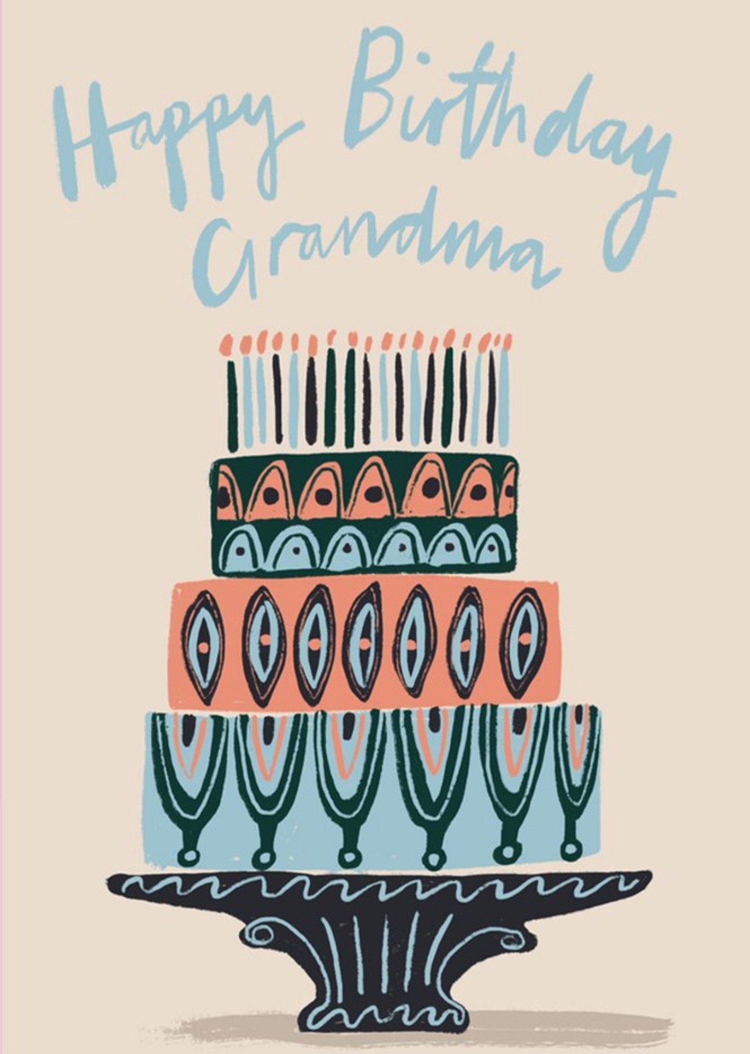 Moonpig Typographic Happy Birthday Grandon Birthday Cake Card, Large