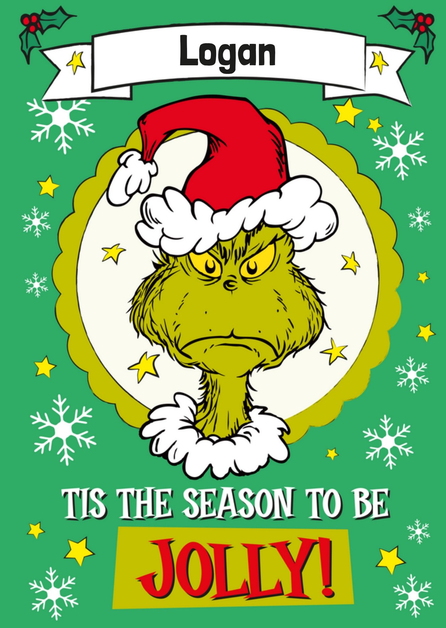 Moonpig The Grinch Tis The Season To Be Jolly Christmas Card, Large
