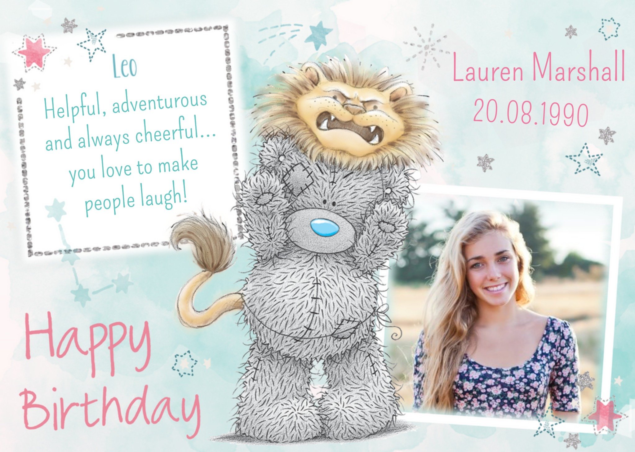 Me To You Tatty Teddy Leo Zodiac Birthday Photo Card Ecard