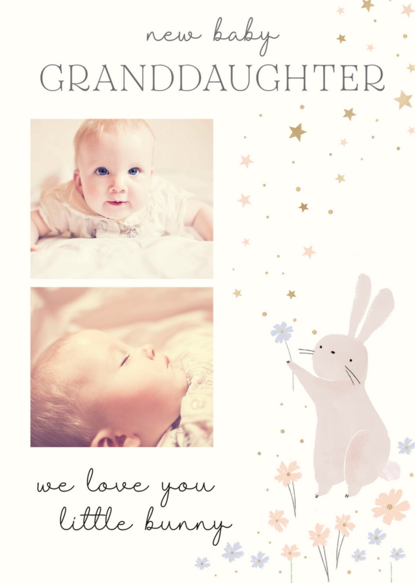Moonpig Little Bunny Granddaughter Photo Upload New Baby Card Ecard