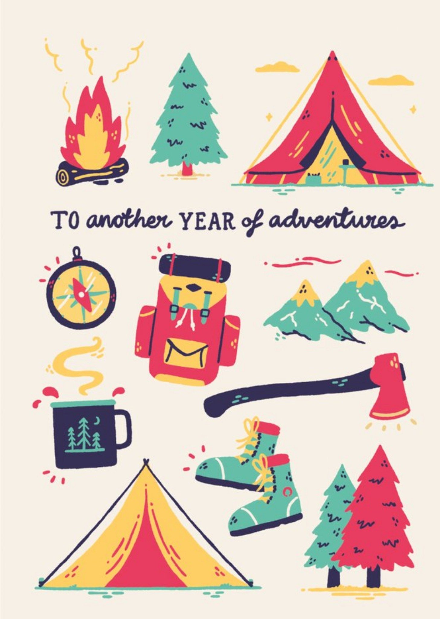 Sadler Jones To Another Year Of Adventures Camping Illustrations Card Ecard