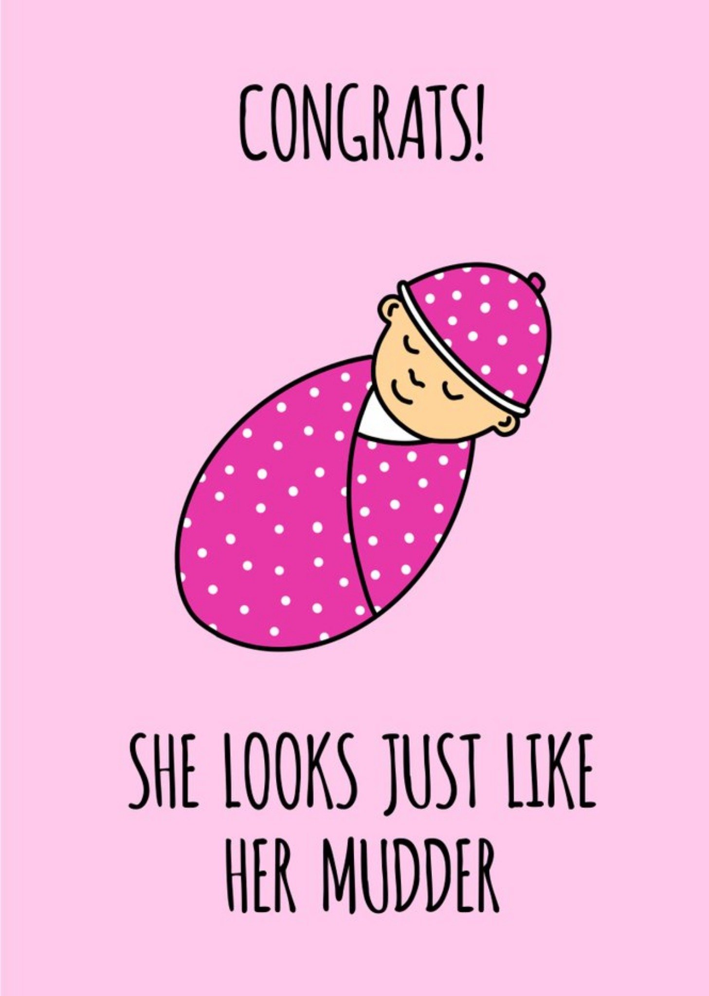 Moonpig Susan Mcging Pink Baby Girl Card, Large