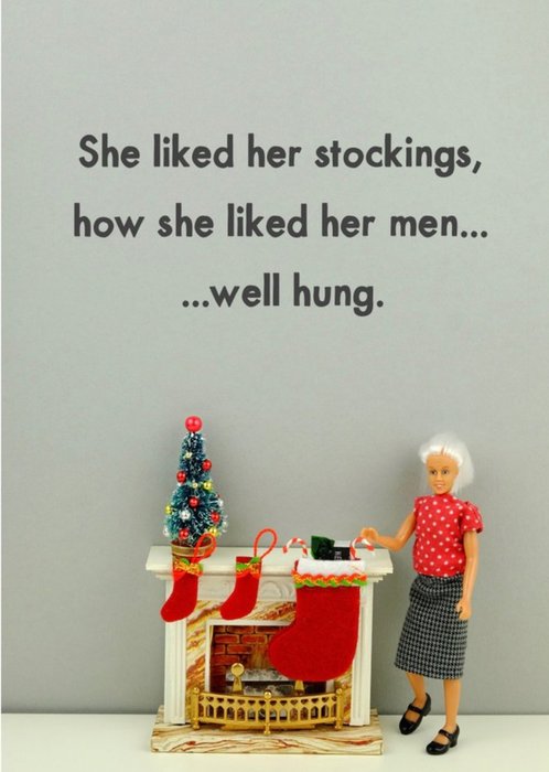 Funny Dolls Stocking Like Her Men This Christmas Card