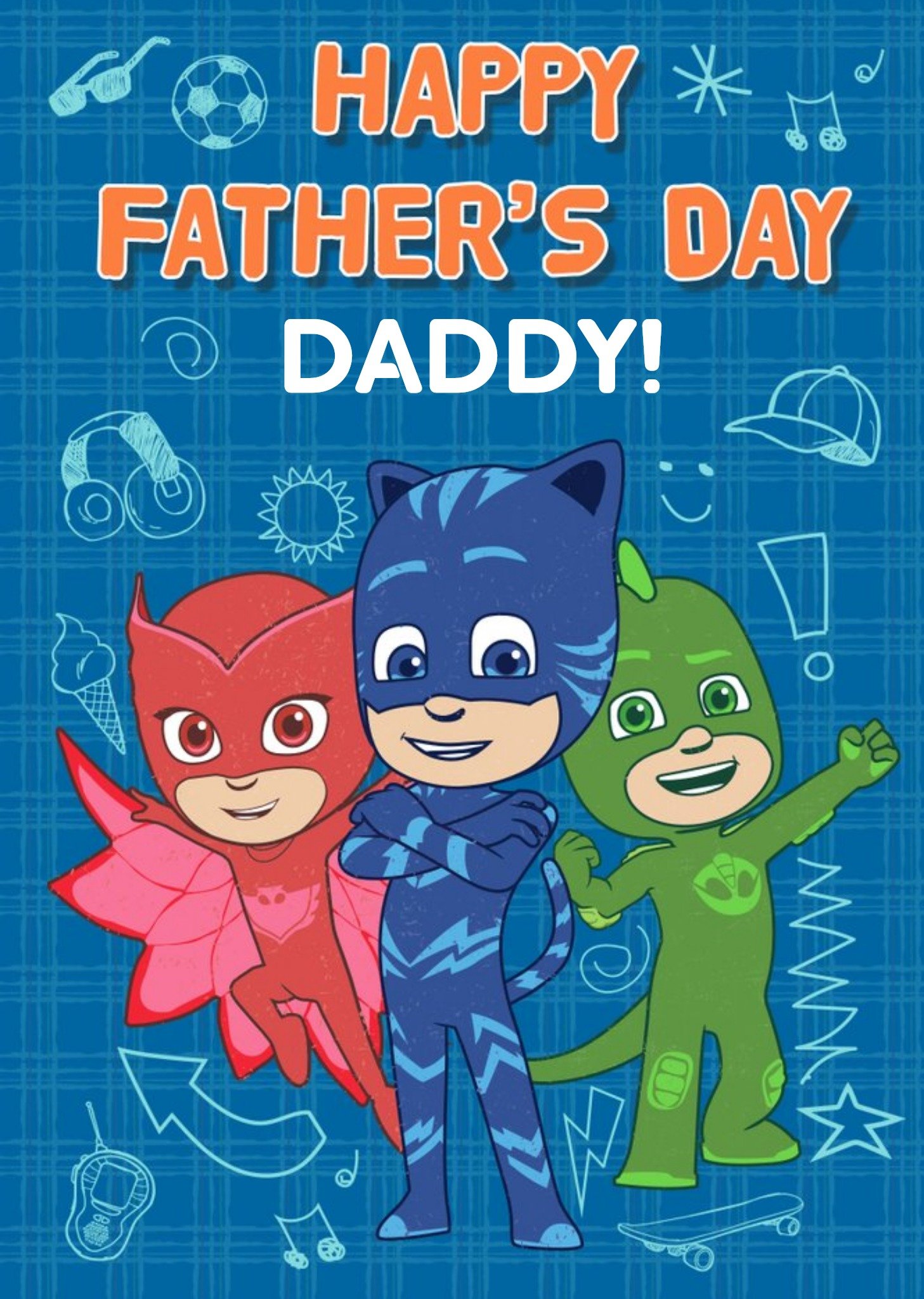 Pj Masks Catboy Gekko Owlette Daddy Fathers Day Card, Large