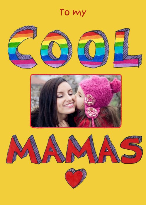 To My Cool Mamas LGBT Two Mums Photo Upload Mothers Day Card
