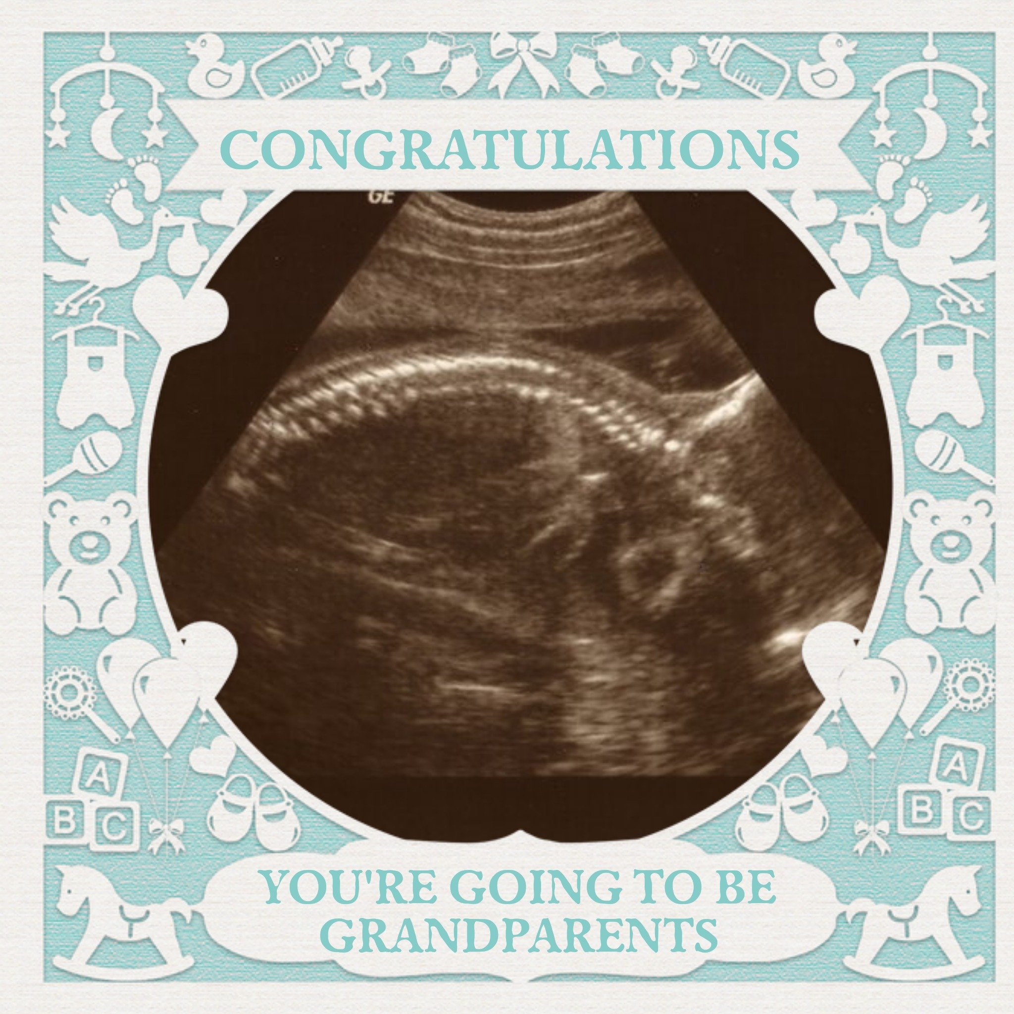 Paper Frames Photo Upload Congratulations You're Going To Be Grandparents Card, Square