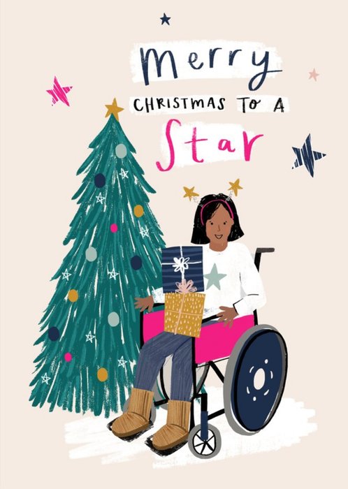 Disabled Person Inclusive Merry Christmas To A Star Christmas Card