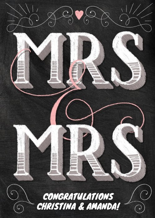 Block Letters Mrs And Mrs Wedding Card