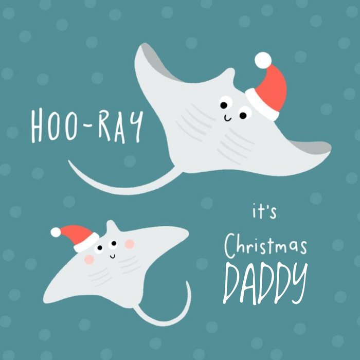 Illustration Of A Pair Of Manta Rays Wearing Christmas Hats Christmas Card