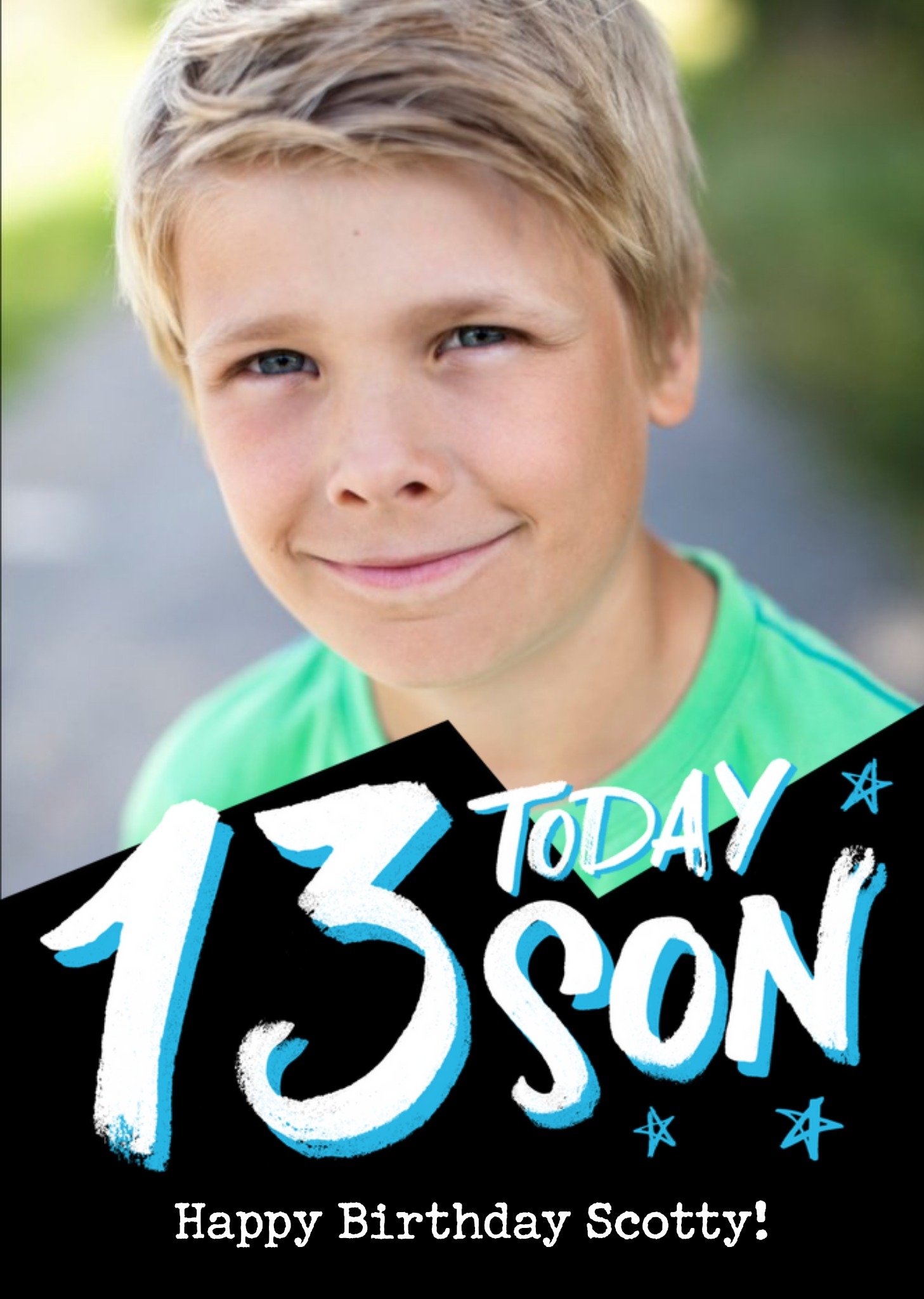 Bright Typographic Photo Upload Son 13Th Birthday Card Ecard