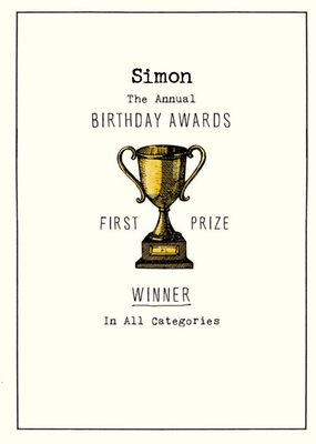 Personalised Birthday Awards First Prize Card