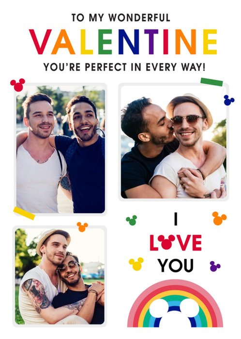 Disney Mickey Mouse Perfect In Every Way Rainbow LGBTQ Valentine's Card