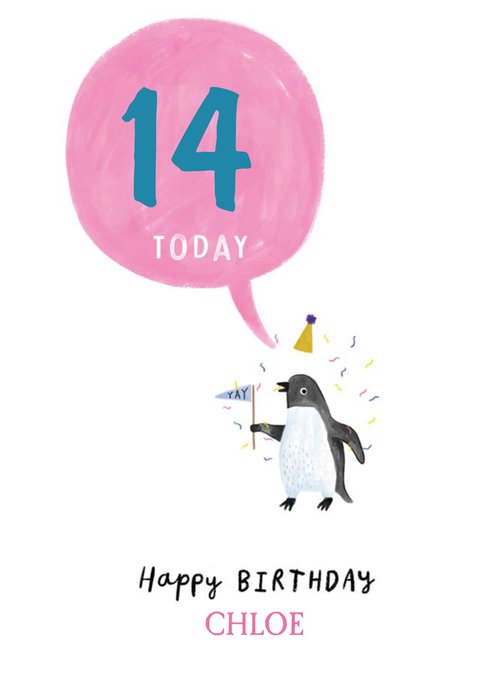 Cute Illustrative Penguin Birthday Card