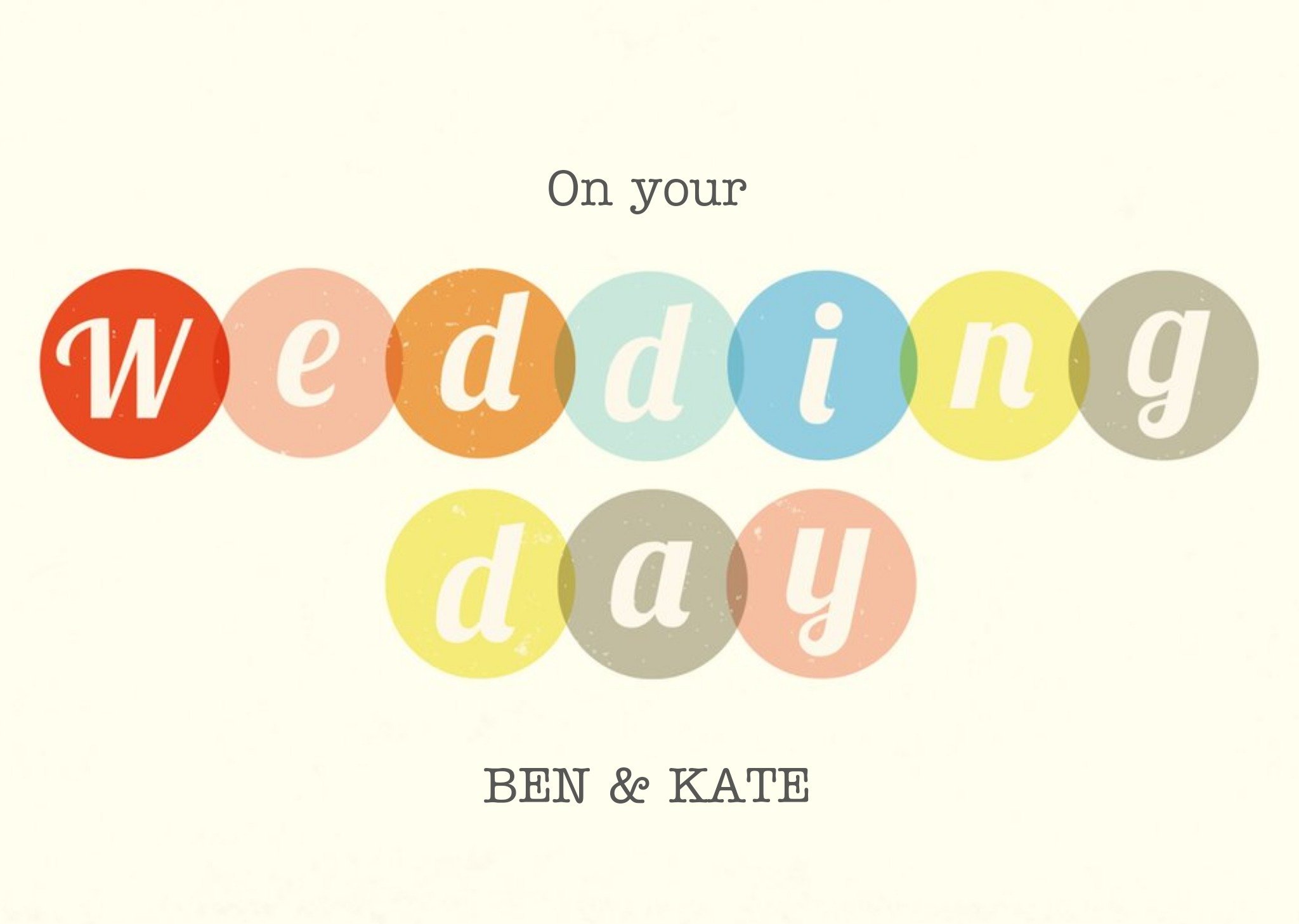 Colourful Personalised Wedding Day Card Ecard