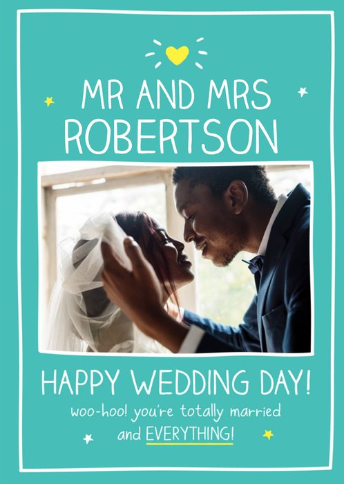 Happy Jackson Typographic Photo Upload Happy Wedding Day card