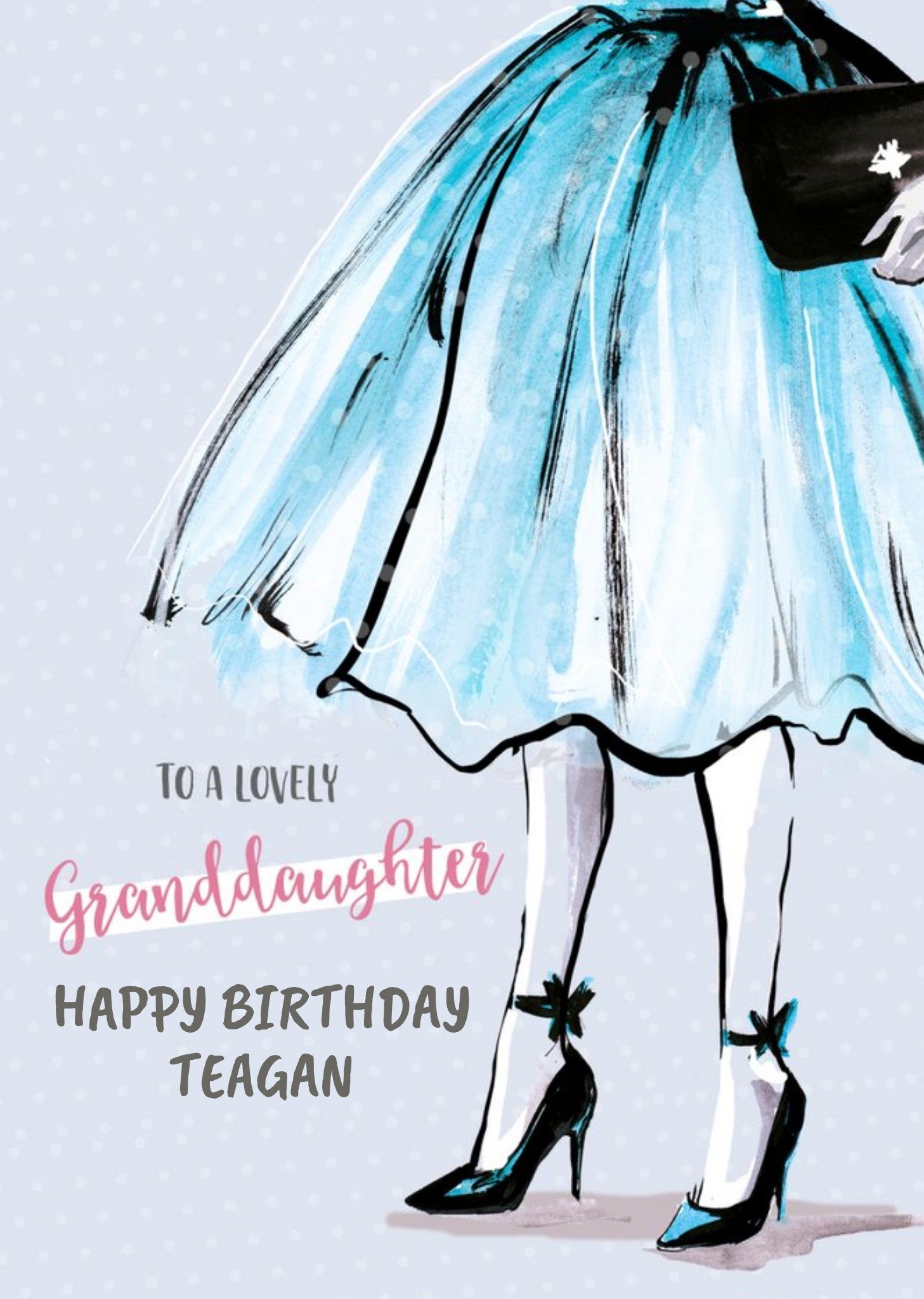 Classy Arty Fashion Illustration Happy Birthday Card To A Lovely Granddaughter