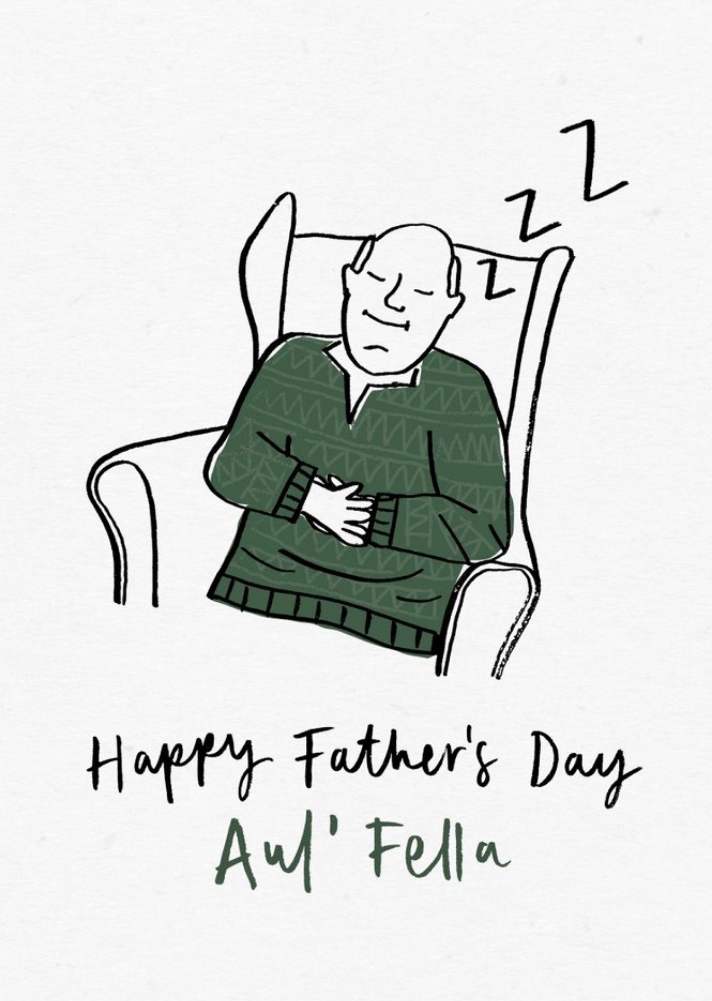 Aul Fella Funny Doodle Illustrated Sleeping Man Father's Day Card Ecard