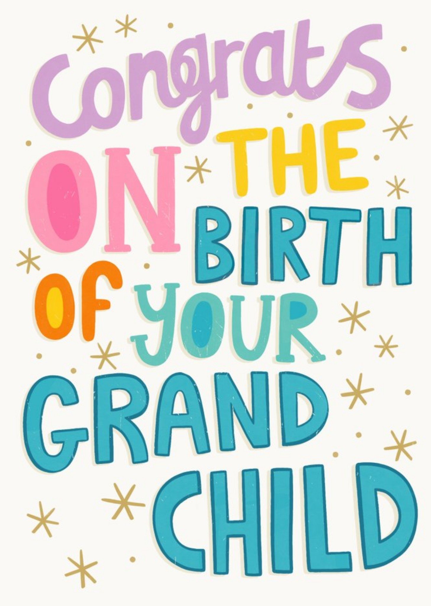 Moonpig Typographic Congrats On The Birth Of Your Grand Child Card, Large