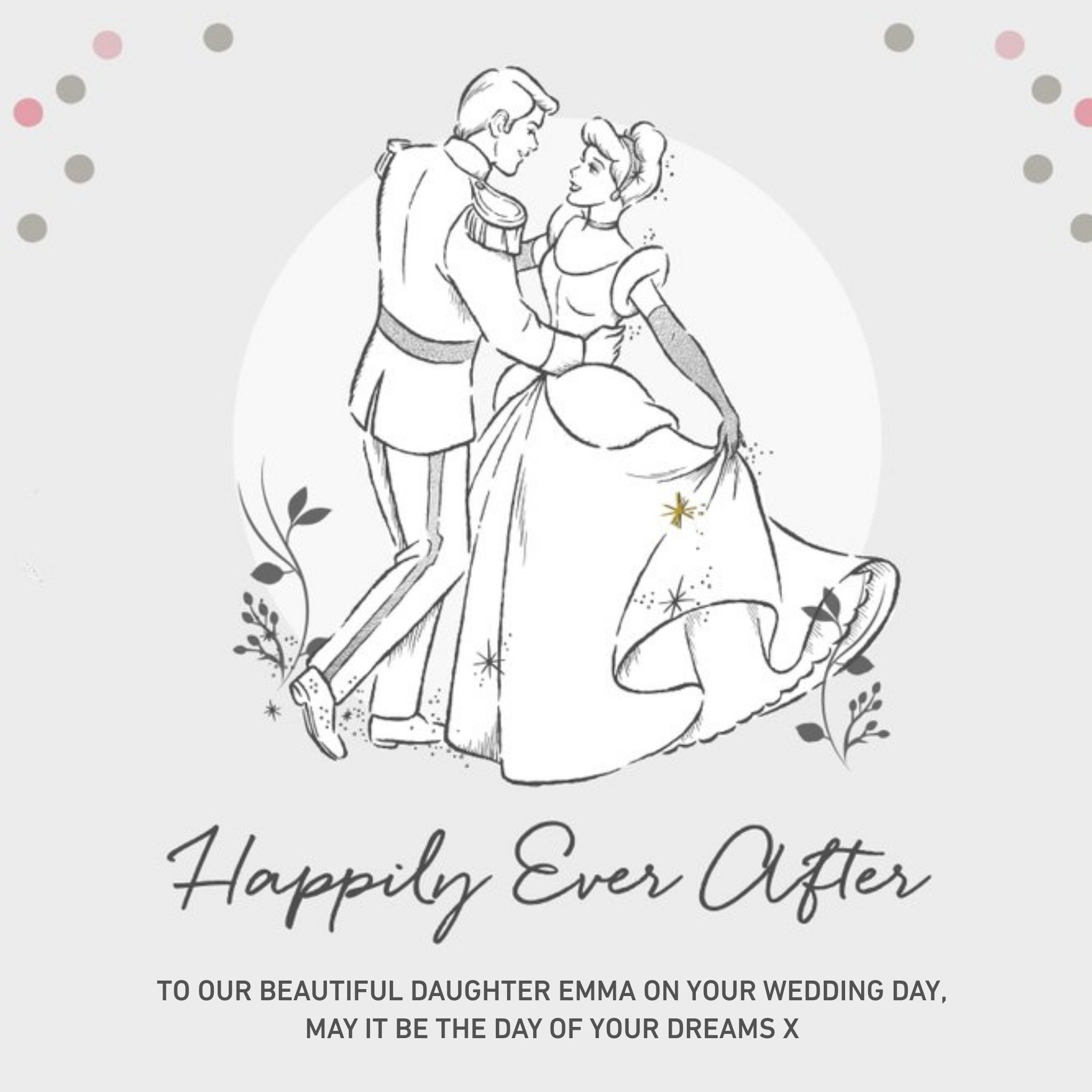 Disney Cinderella And Prince Charming Happily Ever After Wedding Card For Daughter, Large