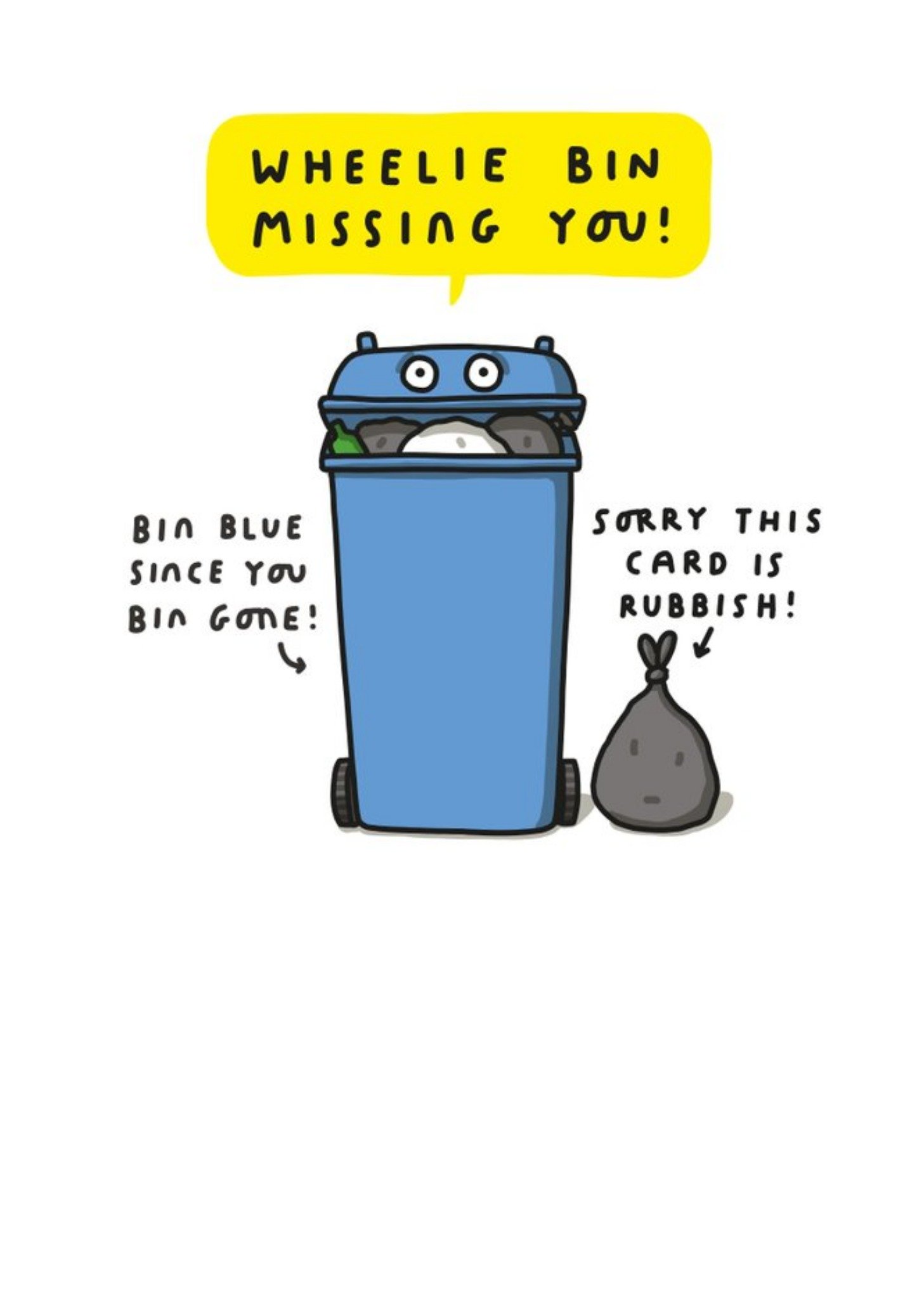 Mungo And Shoddy Funny Wheelie Bin Missing You Postcard