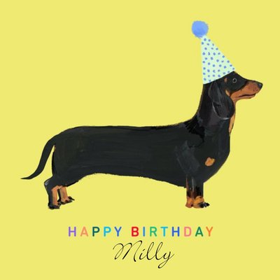 Dachshund Dog Illustration Personalised Birthday Card