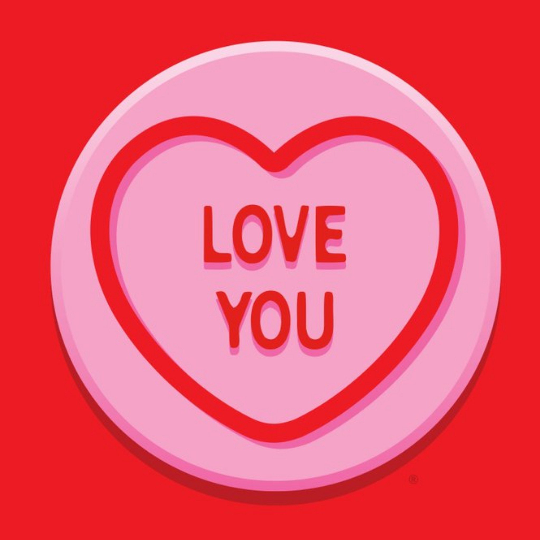 Love Hearts Swizzels Pink Love Heart Love You Valentine's Day Card, Square