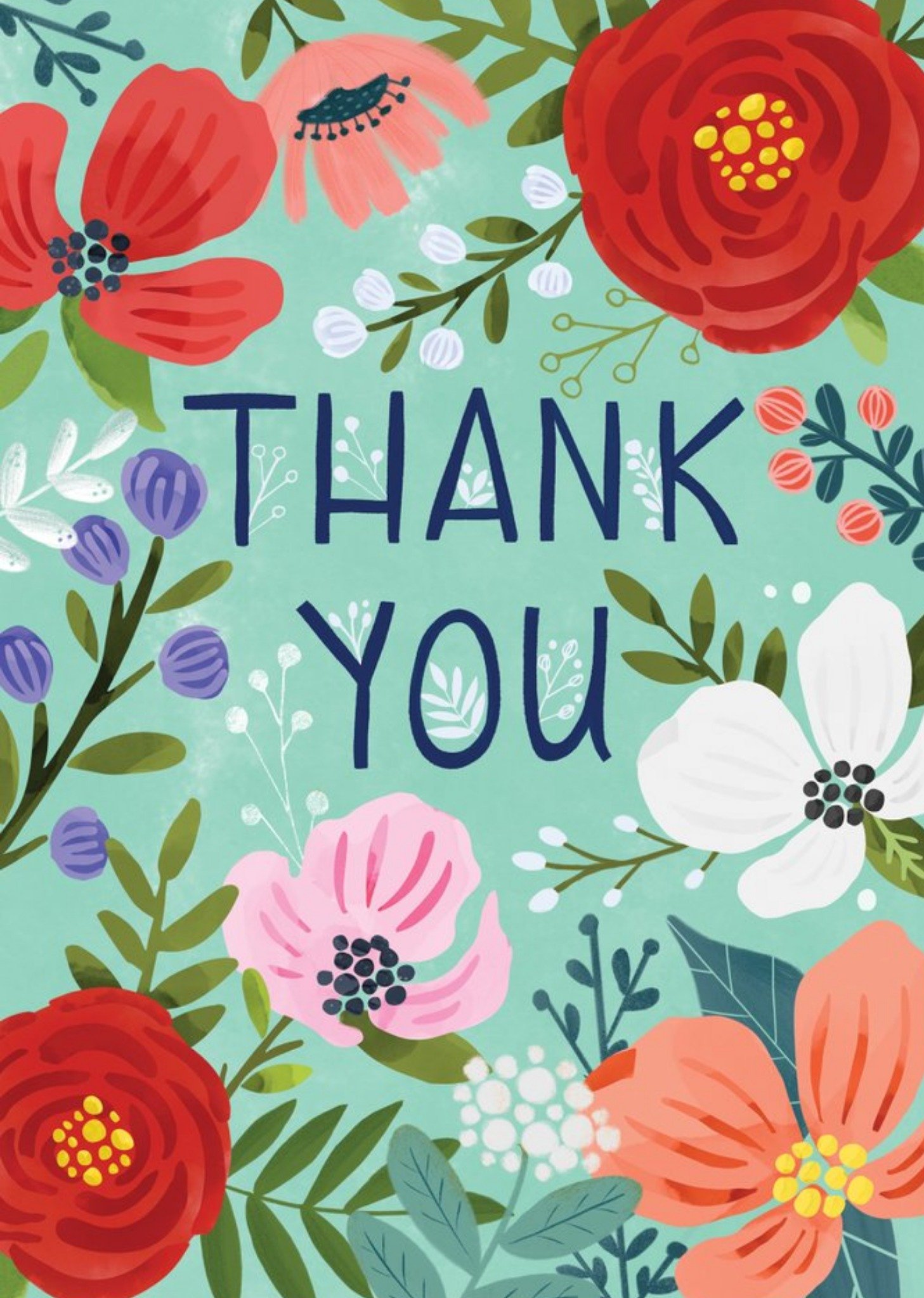 Floral Flowers Thank You Card Ecard