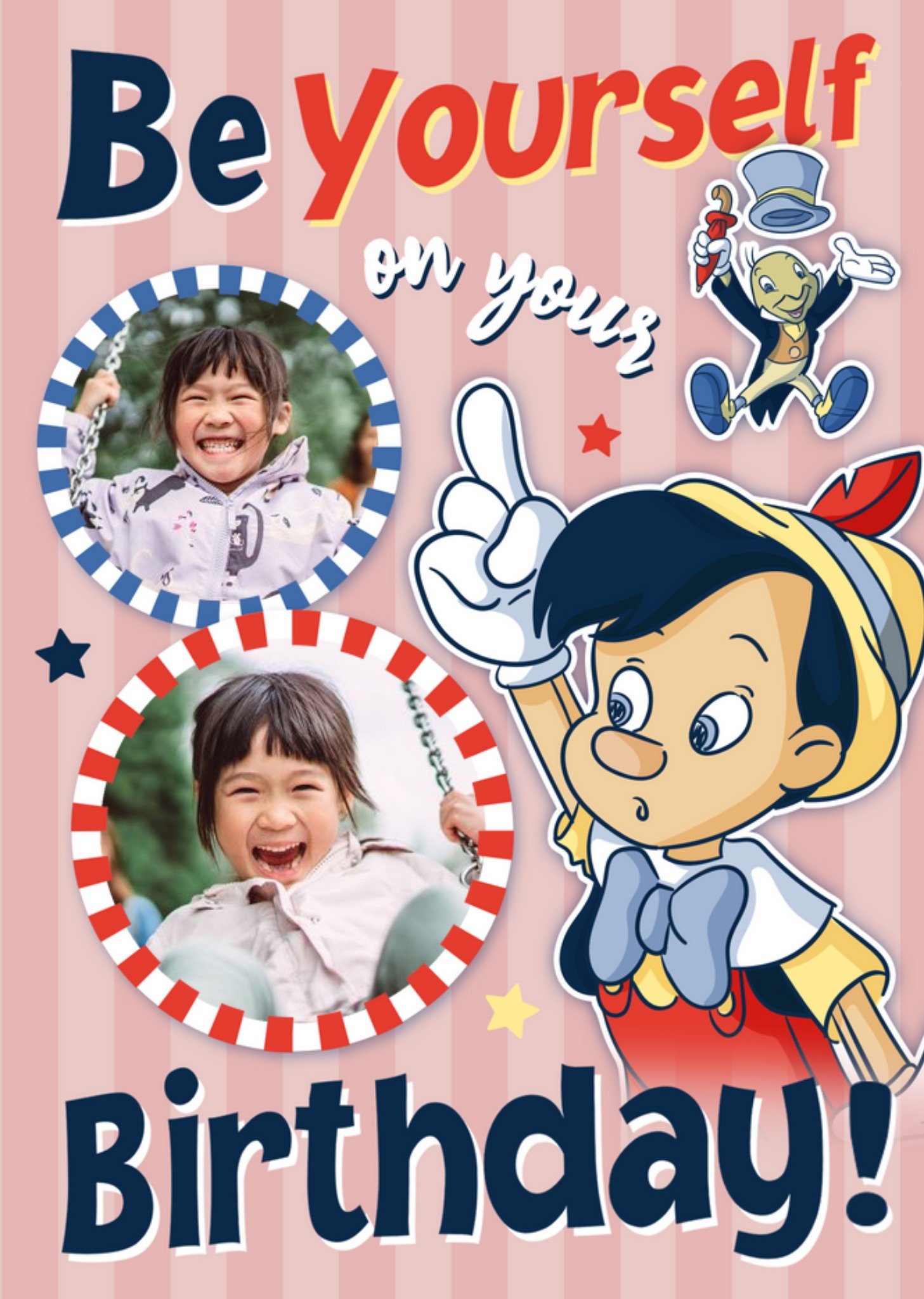Disney Pinocchio Be Yourself Photo Upload Birthday Card Ecard