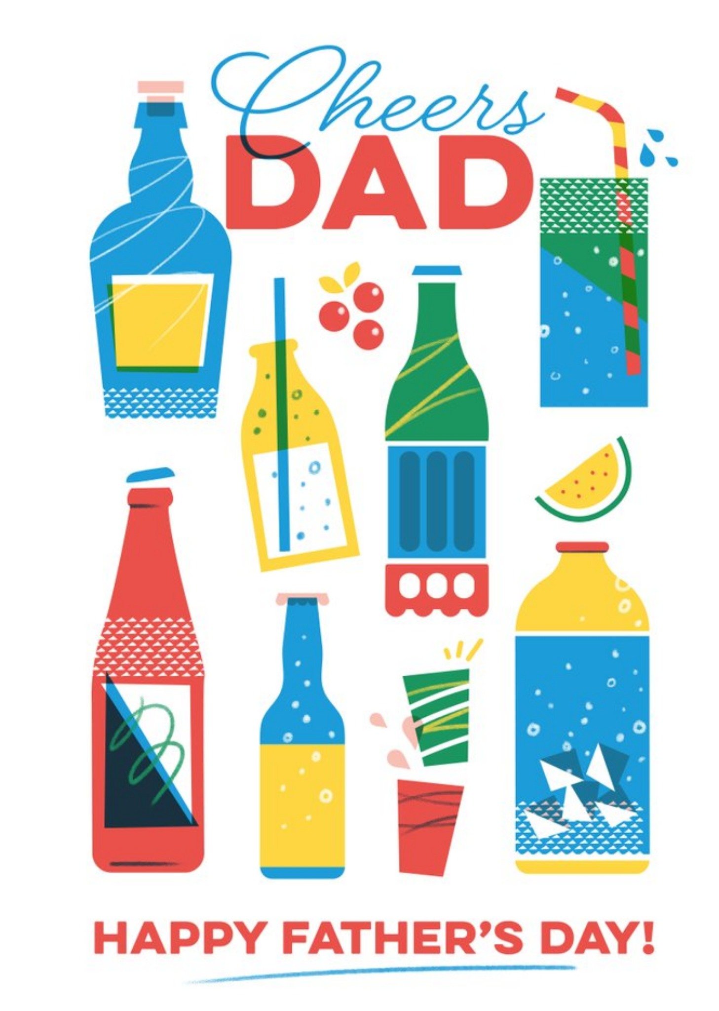 Moonpig Drink Illustrations Cheers Dad Father's Day Card Ecard