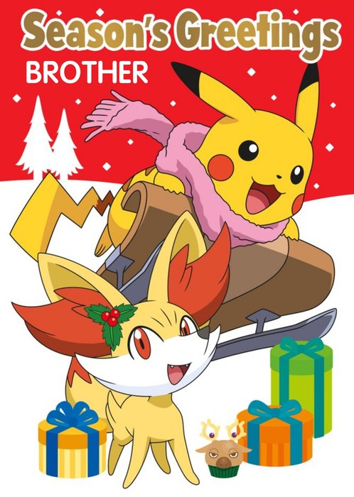 Pokemon Characters Season's Greetings Brother Card
