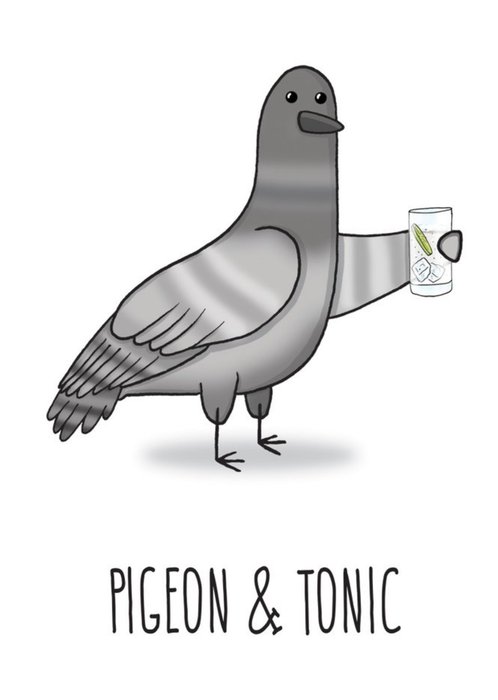 Pigeon Gin and Tonic Pun Card