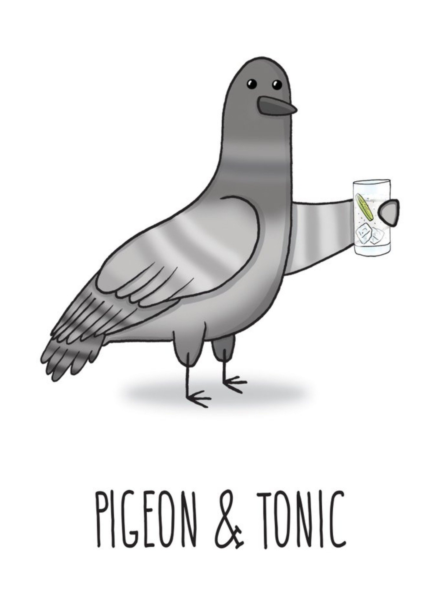 Moonpig Pigeon Gin And Tonic Pun Card, Large
