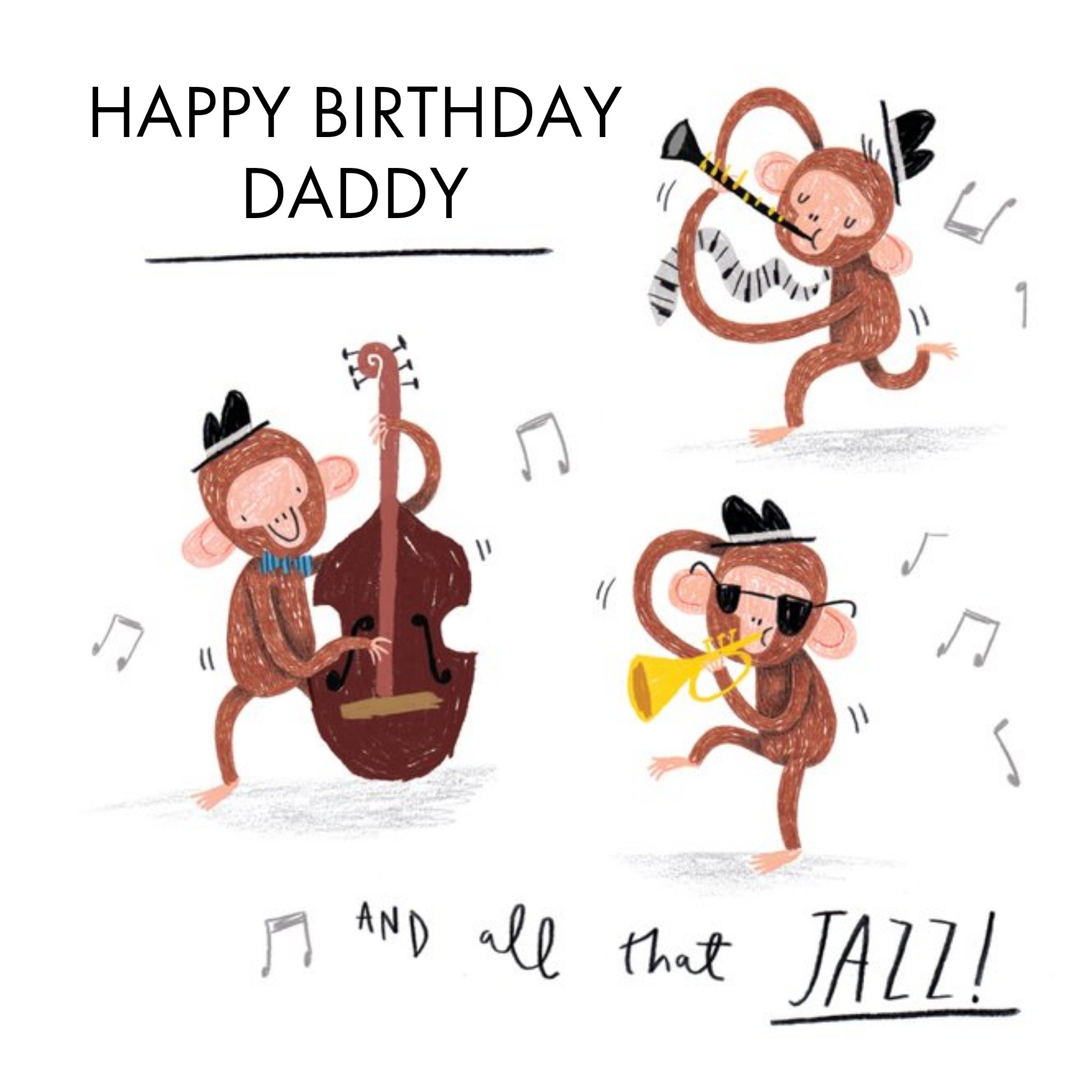 Moonpig All That Jazz Three Monkeys Daddy Personalised Birthday Card, Square