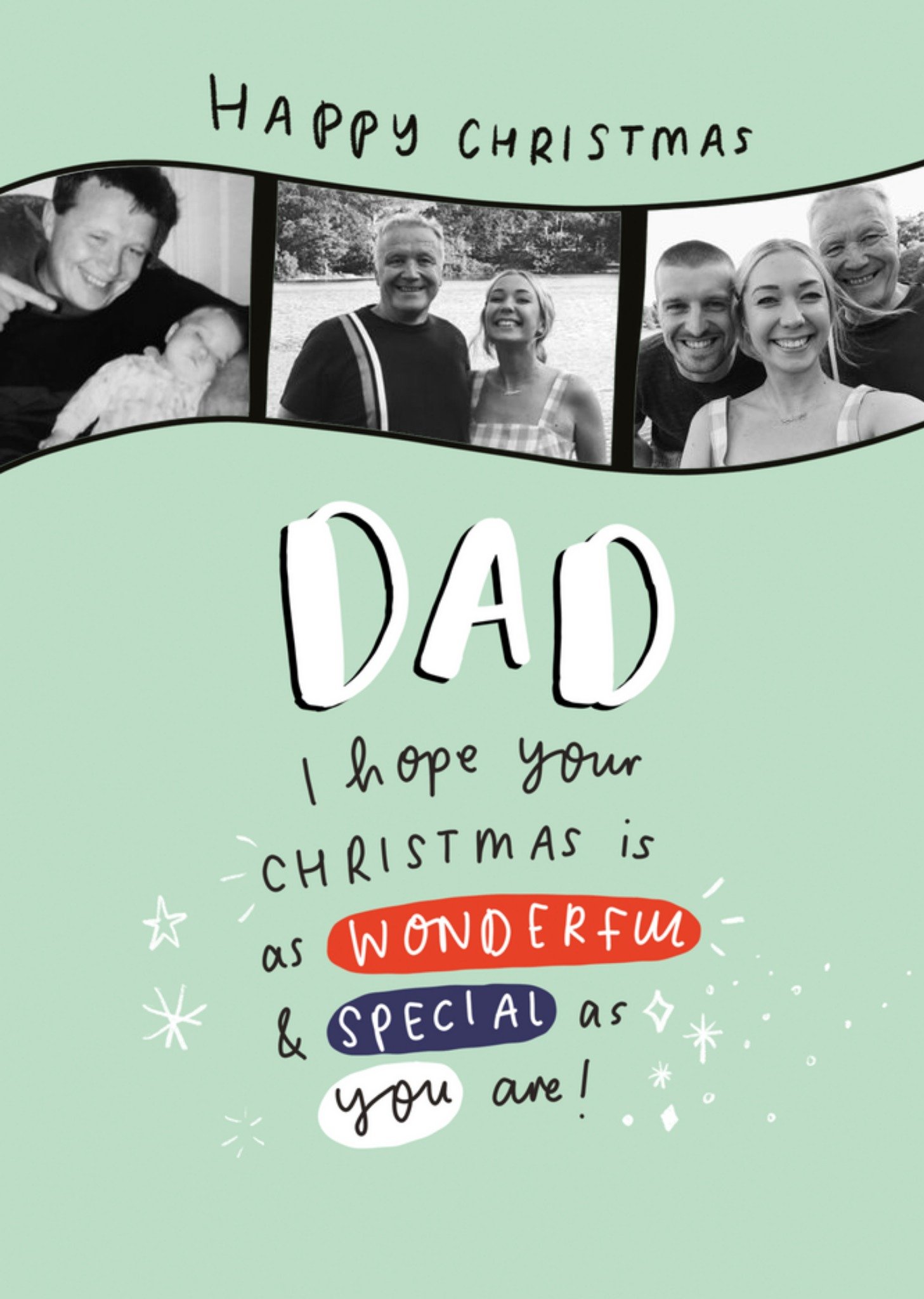 Moonpig Emily Coxhead's The Happy News Happy Christmas Dad Photo Upload Card, Large