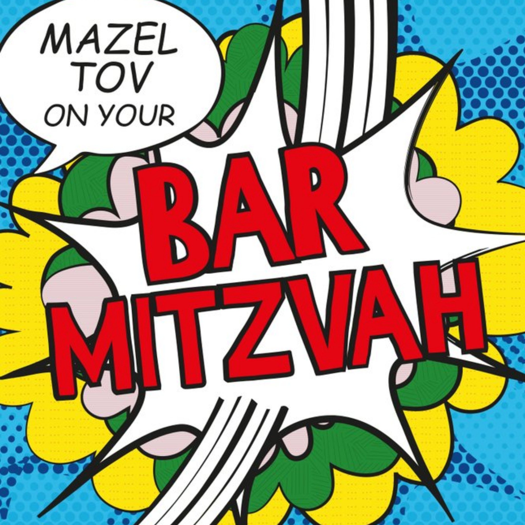 Pop Art Mazel Tov On Your Bar Mitzvah Card, Square