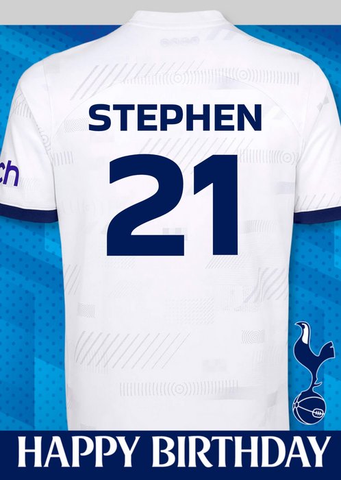 Personalised Tottenham Hotspur Kit With Name And Number Birthday Card