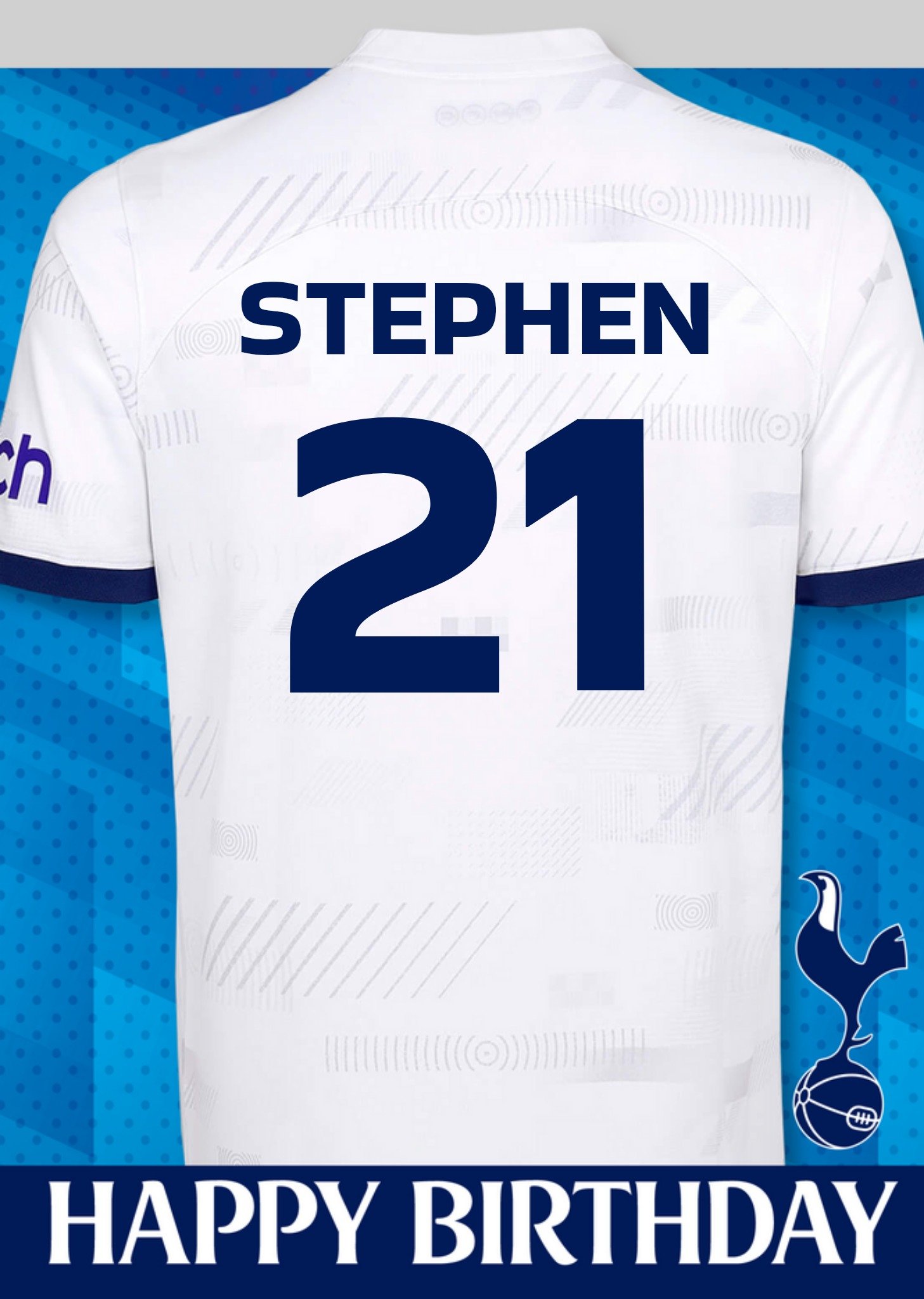 Moonpig Personalised Tottenham Hotspur Kit With Name And Number Birthday Card Ecard