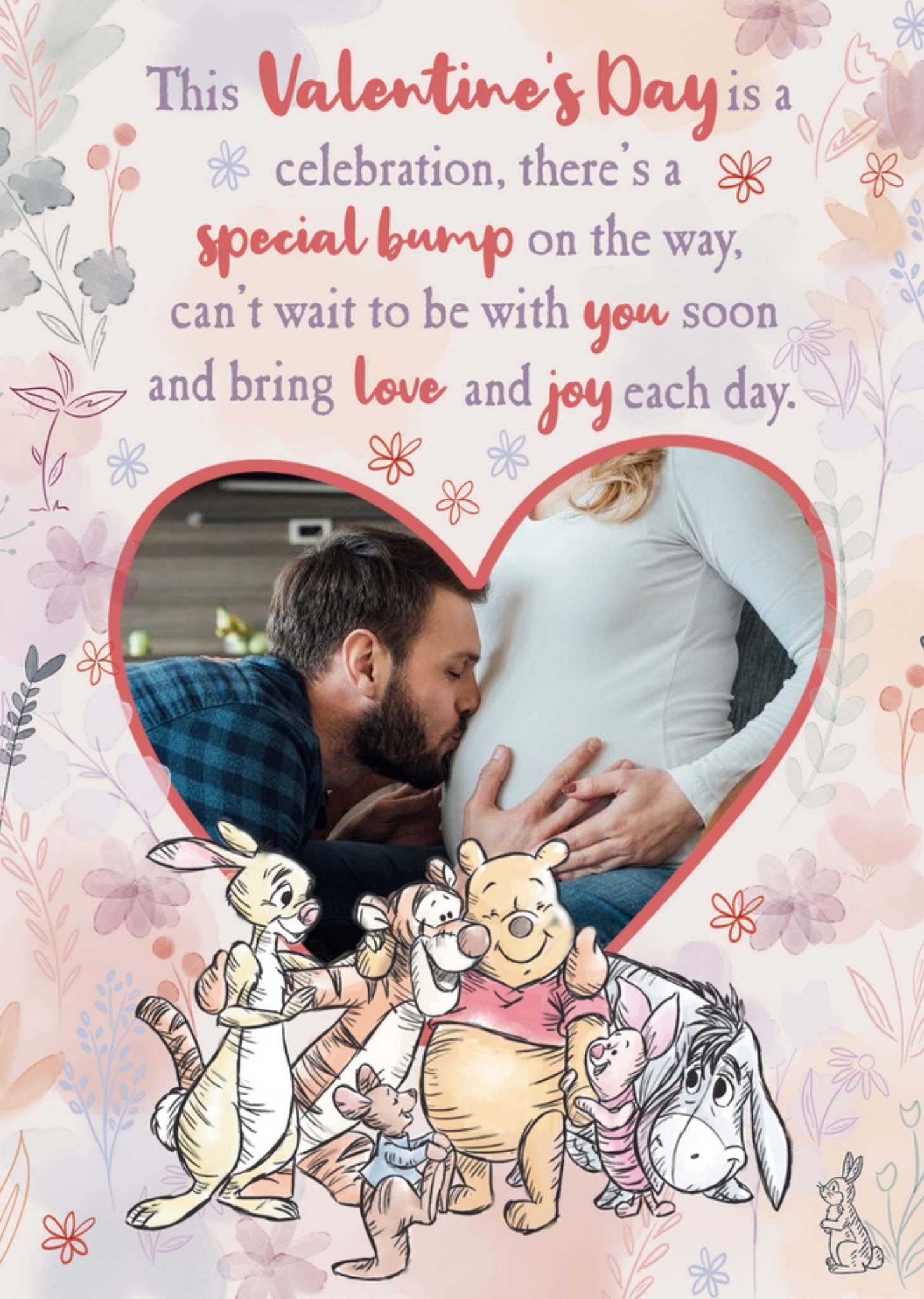 Winnie The Pooh Special Bump On The Way Photo Upload Valentine's Day Card Ecard