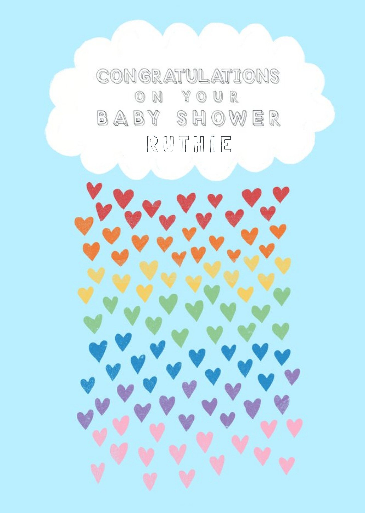 Other Katy Welsh Illustration Of Cloud Raining Hearts Personalised Congratulations On Your Baby Shower Car Ecard