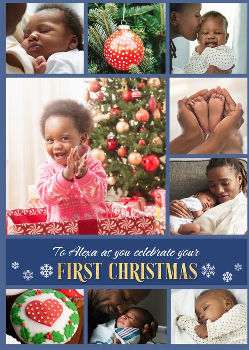 Babies First Christmas Multiple Photo Upload Christmas Card