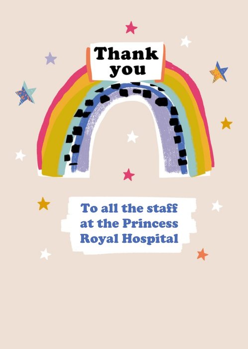 Thank You Carers NHS Staff Keyworkers Hospitals Rainbow Thank You Card